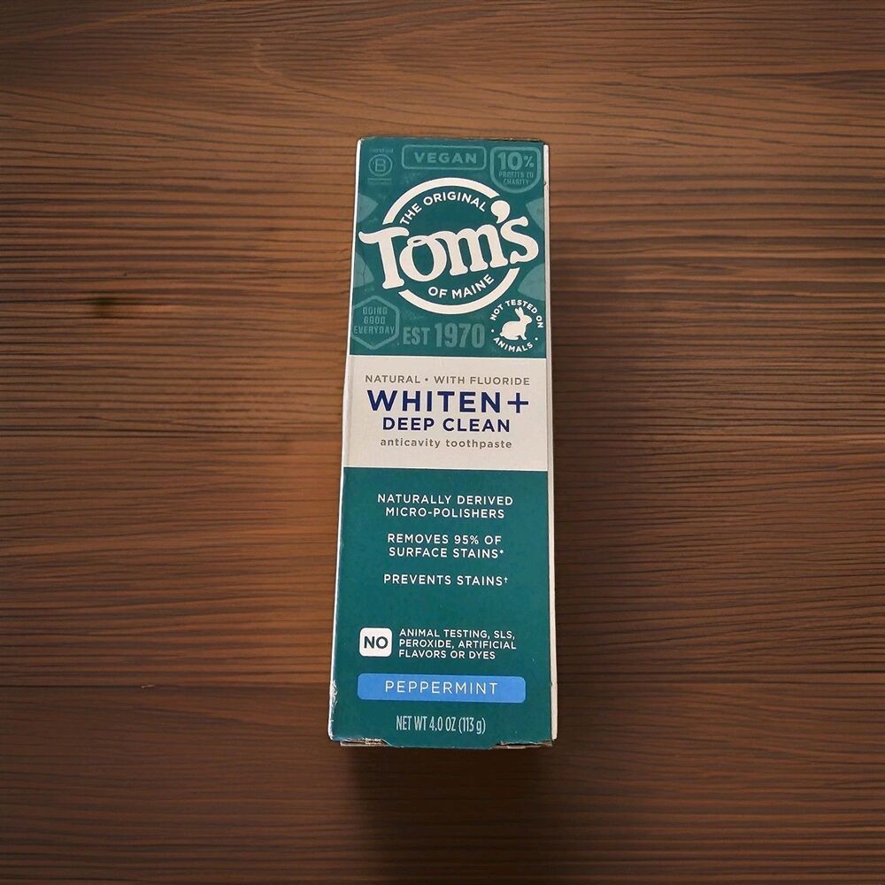 Tom's of Maine Whiten+ Deep Clean Fluoride Toothpaste Peppermint 4.0 oz